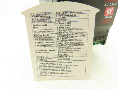 TB Woods 698672161985 AC Drive 1Hp 230V 1Ph In VFD S Series Single Phase Input
