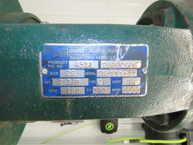 Crane Deming 4511 Vertical Centrifugal Immersion Sump Pump 2.5x2"NPT -NO MOTOR-