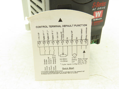 TB Woods 698672161985 AC Drive 1Hp 230V 1Ph In VFD S Series Single Phase Input