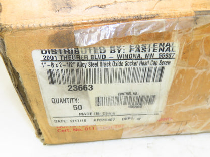 23663 Bolt Screw 1"-8 Full Thread 2-1/2" L Socket Head Cap Lot of 50