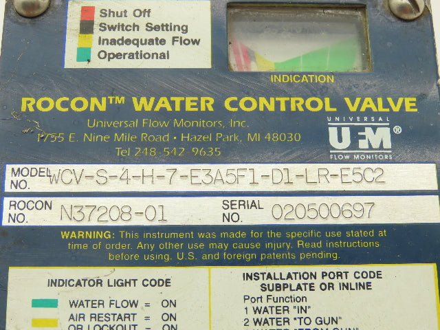 UFM Rocon WCV-S-4-H-7-E3A5F1-D1-LR-E5C2 Bronze Water Flow Control Valve 1/2"npt