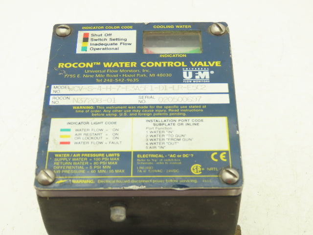 UFM Rocon WCV-S-4-H-7-E3A5F1-D1-LR-E5C2 Bronze Water Flow Control Valve 1/2"npt