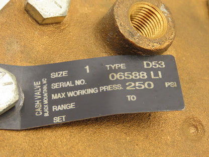 Cash Valve D53 Valve Brass 1" NPT Pilot Operated Max Working Press 250PSI N/O