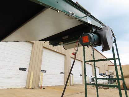 Dematic 42"x 28' Flat to Incline Belt Conveyor RH Center Drive 460V 95fpm 118"H
