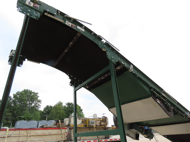 Dematic 42"x 28' Flat to Incline Belt Conveyor RH Center Drive 460V 95fpm 118"H