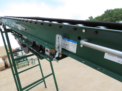 Dematic 42"x 28' Flat to Incline Belt Conveyor RH Center Drive 460V 95fpm 118"H