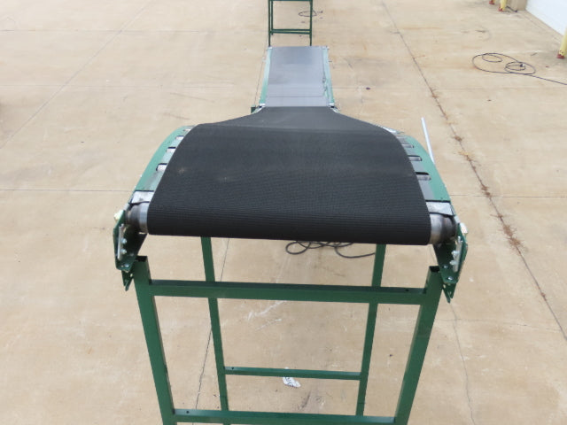 Dematic 42"x 28' Flat to Incline Belt Conveyor RH Center Drive 460V 95fpm 118"H