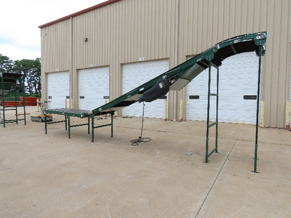 Dematic 42"x 28' Flat to Incline Belt Conveyor RH Center Drive 460V 95fpm 118"H