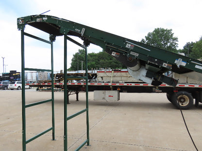 Dematic 42"x 28' Flat to Incline Belt Conveyor RH Center Drive 460V 95fpm 118"H