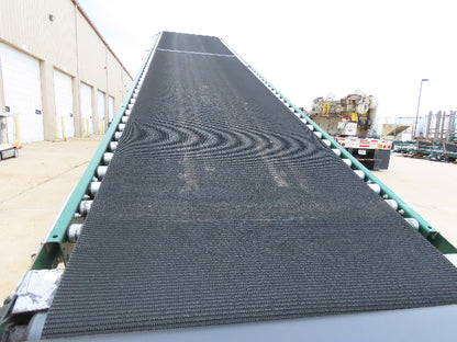 Dematic 42"x 28' Flat to Incline Belt Conveyor RH Center Drive 460V 95fpm 118"H