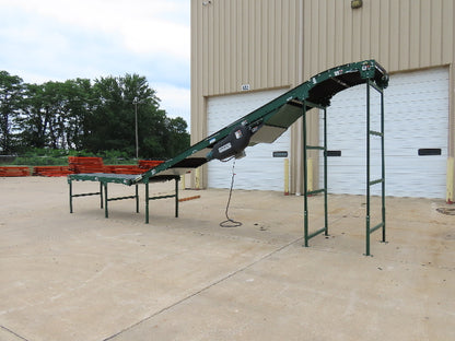 Dematic 42"x 28' Flat to Incline Belt Conveyor RH Center Drive 460V 95fpm 118"H