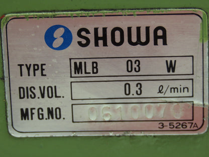 Showa MBL 03W Lubrication Oil Pump System .3L/Min Tank Capacity 5L 3/8"NPT