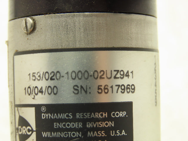 Dynamics Research Corp 153/020-1000-02UZ941 Rotary Encoder 1/4" Shaft W/Wheel