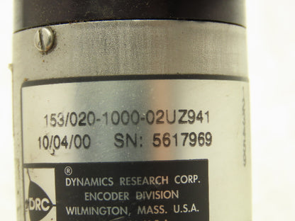 Dynamics Research Corp 153/020-1000-02UZ941 Rotary Encoder 1/4" Shaft W/Wheel