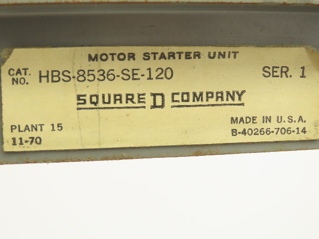 Square D 8536 Motor Starter Contactor Size 3 50Hp 3PH 600V 120V Coil Enclosure