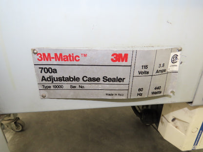 3M-Matic 700A Carton Sealer Adjustable Case Sealing System 115V Top Only Taper