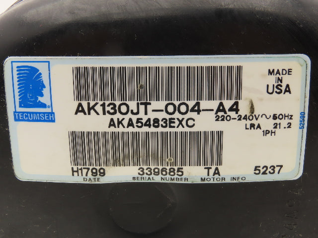 Tecumseh AK130JT-004-A4 AC Compressor 8300 BTU 3/4Hp 208-230V 1PH R22 R-407C