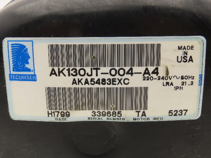 Tecumseh AK130JT-004-A4 AC Compressor 8300 BTU 3/4Hp 208-230V 1PH R22 R-407C