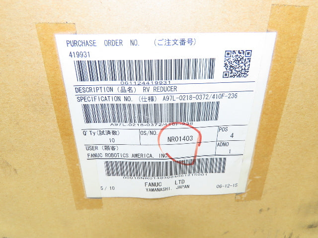 Nabtesco Fanuc A97L-0218-0372/410F-236 Vigo Drive Reduction Gear RV-410F-236.37