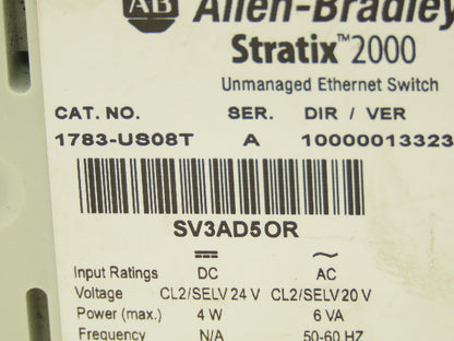 Allen Bradley 1783-US08T Stratix 2000 Ethernet Switch Unmanaged PLC Series A