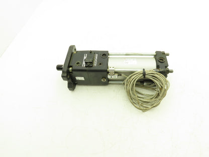 SMC Pneumatic Cylinder 63mm Bore 105mm Stroke 145psi Locking Rod Dual Sensors