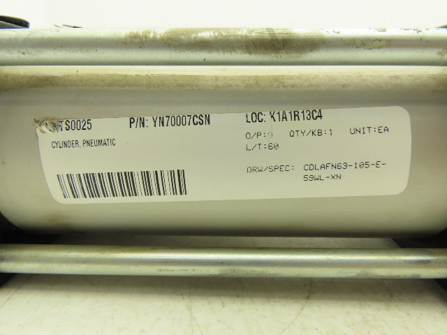 SMC Pneumatic Cylinder 63mm Bore 105mm Stroke 145psi Locking Rod Dual Sensors