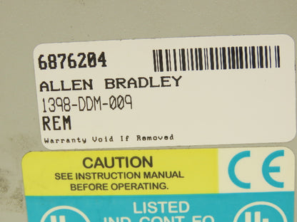 Allen Bradley 1398-DDM-009 Series Servo Drive 1PH 120/240VAC 50/60 Hz REV P