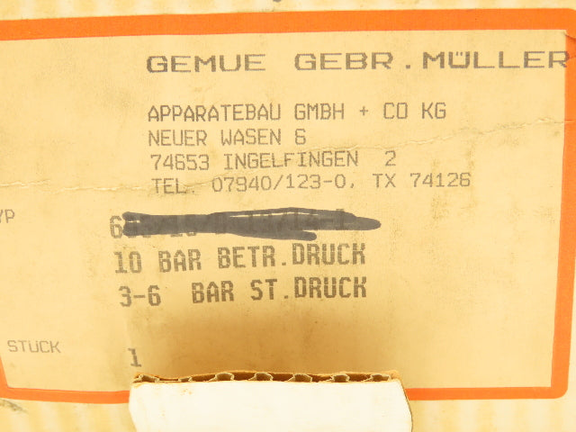 GEMU 695/15D/13714-1 Pneumatic Operated Diaphragm Valve Pilot 1/4" NPT