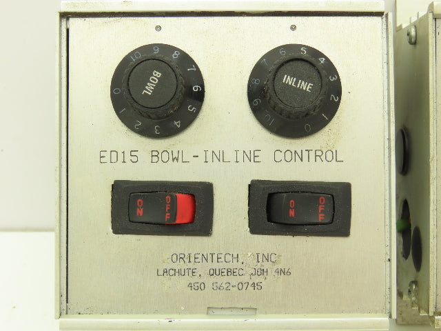 Orientech ED15 Dual Vibratory Feeder Bowl Inline Control Lot of 2