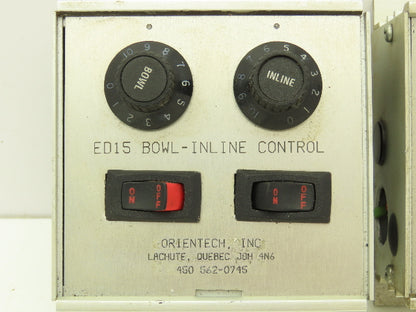 Orientech ED15 Dual Vibratory Feeder Bowl Inline Control Lot of 2