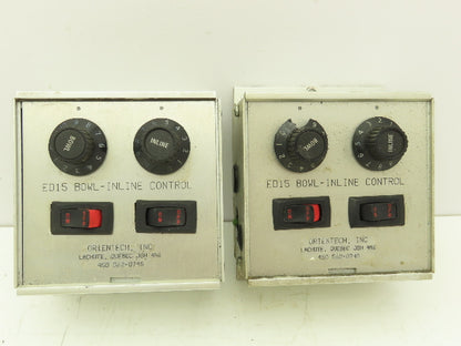 Orientech ED15 Dual Vibratory Feeder Bowl Inline Control Lot of 2