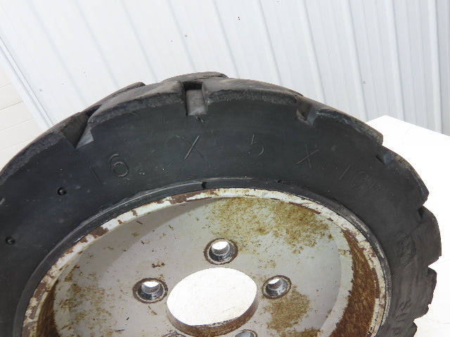 PowerBoss Minuteman SW/62U Rear Steer Tire Solid Rubber 16X5X10.5 & 5 Lug Rim