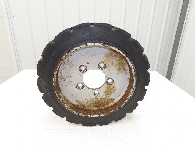 PowerBoss Minuteman SW/62U Rear Steer Tire Solid Rubber 16X5X10.5 & 5 Lug Rim