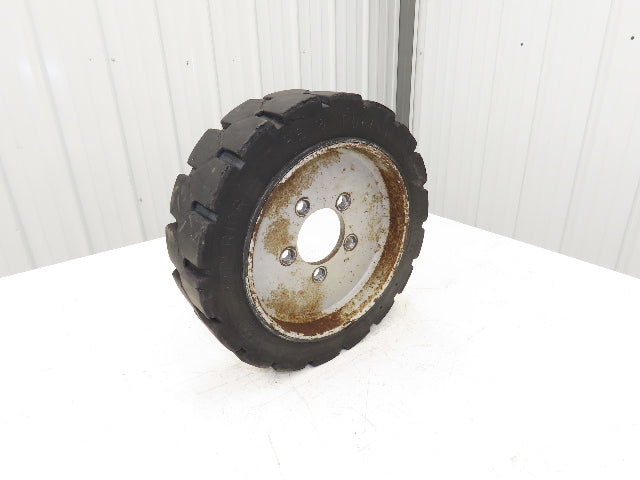 PowerBoss Minuteman SW/62U Rear Steer Tire Solid Rubber 16X5X10.5 & 5 Lug Rim