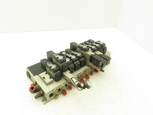 SMC NVV5FS2-01T-111-02T  11-Station Pneumatic Solenoid Valve Manifold Assembly