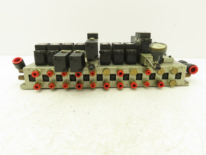SMC NVV5FS2-01T-111-02T  11-Station Pneumatic Solenoid Valve Manifold Assembly