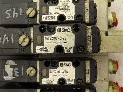 SMC NVV5FS2-01T-111-02T  11-Station Pneumatic Solenoid Valve Manifold Assembly