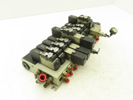 SMC NVV5FS2-01T-111-02T  11-Station Pneumatic Solenoid Valve Manifold Assembly
