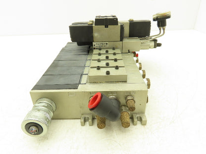 SMC NVV5FS201T07102T Pneumatic 7-Station Solenoid Valve Manifold Assembly 24VDC