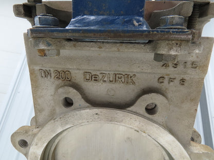 DeZurik KBD 8" 304 Stainless Lug Knife Gate Valve Pneumatic Cylinder Actuator