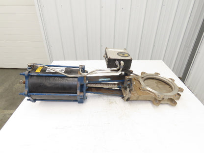 DeZurik KBD 8" 304 Stainless Lug Knife Gate Valve Pneumatic Cylinder Actuator