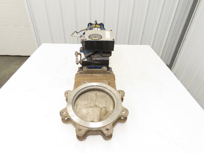 DeZurik KBD 8" 304 Stainless Lug Knife Gate Valve Pneumatic Cylinder Actuator