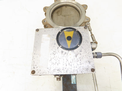 DeZurik KBD 8" 304 Stainless Lug Knife Gate Valve Pneumatic Cylinder Actuator