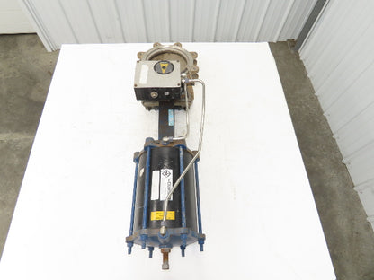 DeZurik KBD 8" 304 Stainless Lug Knife Gate Valve Pneumatic Cylinder Actuator