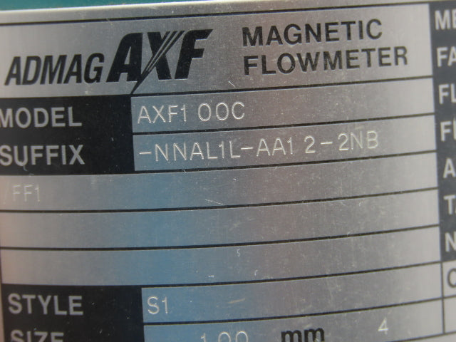 Yokogawa ADMAG AXF AXF100C-NNAL1L-AA12-2NB/FF1 Magnetic Flow Tube Meter 4" 100mm