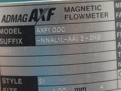 Yokogawa ADMAG AXF AXF100C-NNAL1L-AA12-2NB/FF1 Magnetic Flow Tube Meter 4" 100mm