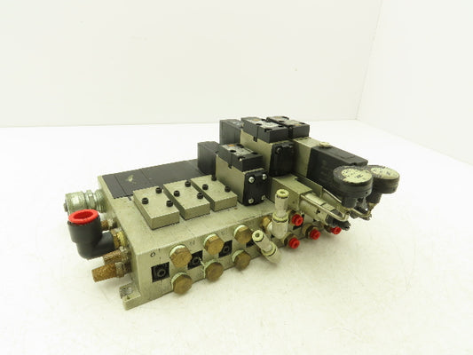 SMC NVV5FS2-01T-071-02T  7-Station Pneumatic Solenoid Valve Manifold Assembly