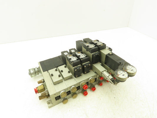 SMC NVV5FS2-01T-071-02T  7-Station Pneumatic Solenoid Valve Manifold Assembly