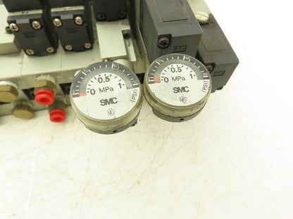 SMC NVV5FS2-01T-071-02T  7-Station Pneumatic Solenoid Valve Manifold Assembly