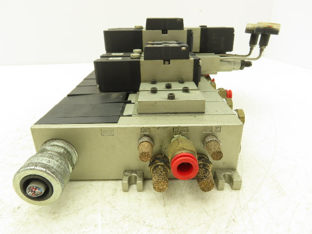 SMC NVV5FS2-01T-071-02T  7-Station Pneumatic Solenoid Valve Manifold Assembly